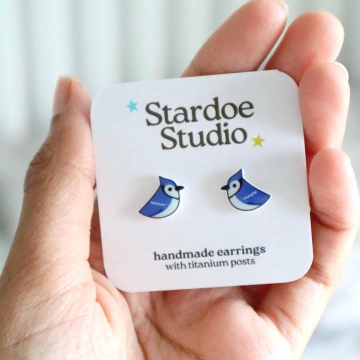 Stardoe Studio - Wholesale Stud/Post Earrings - Blue Jay Earrings2