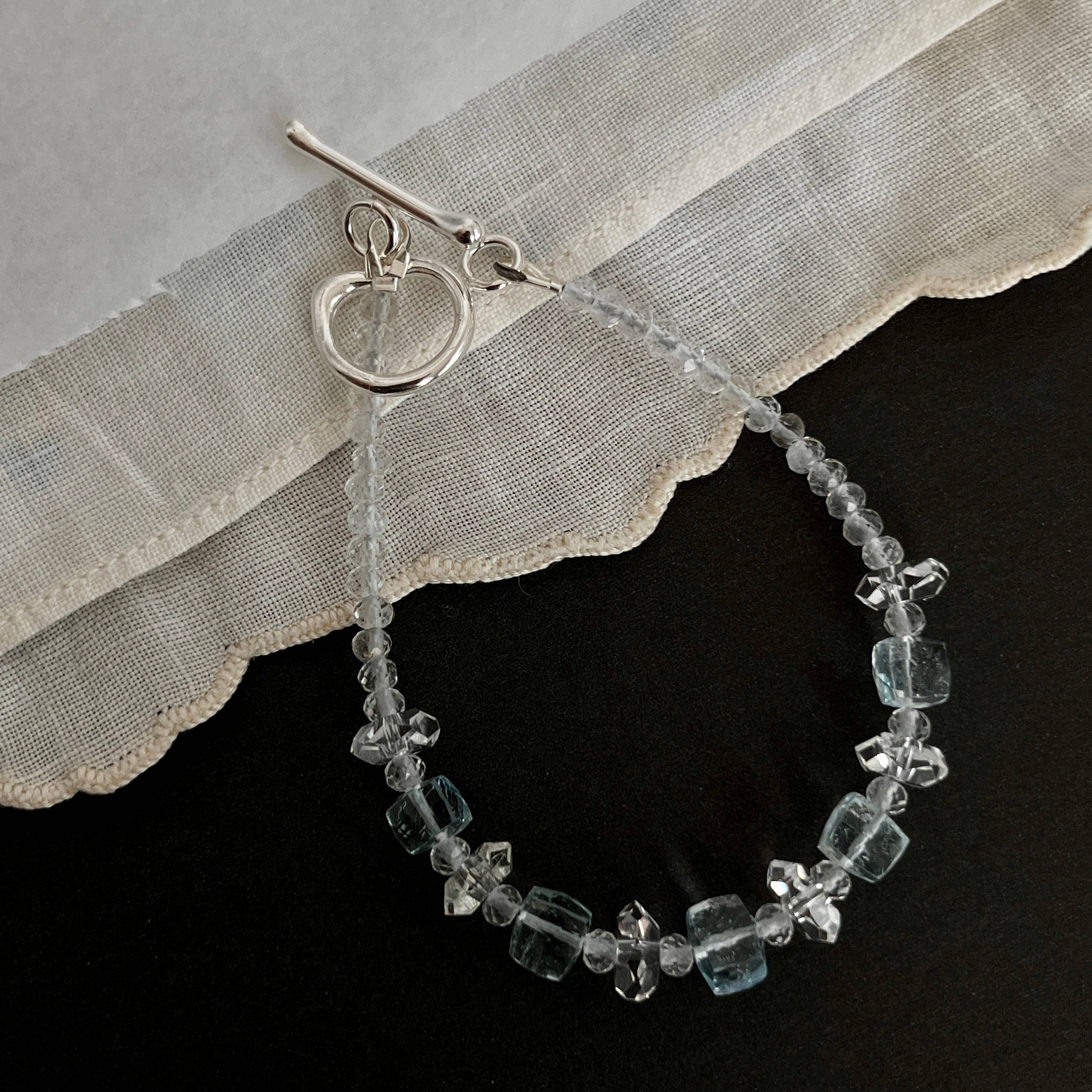 LoveGem Studio LLC - Wholesale Beaded Bracelet - Geometric Sky Blue Topaz & Quartz Bracelet – Modern Harmony Jewelry with Argentium Silver Toggle5