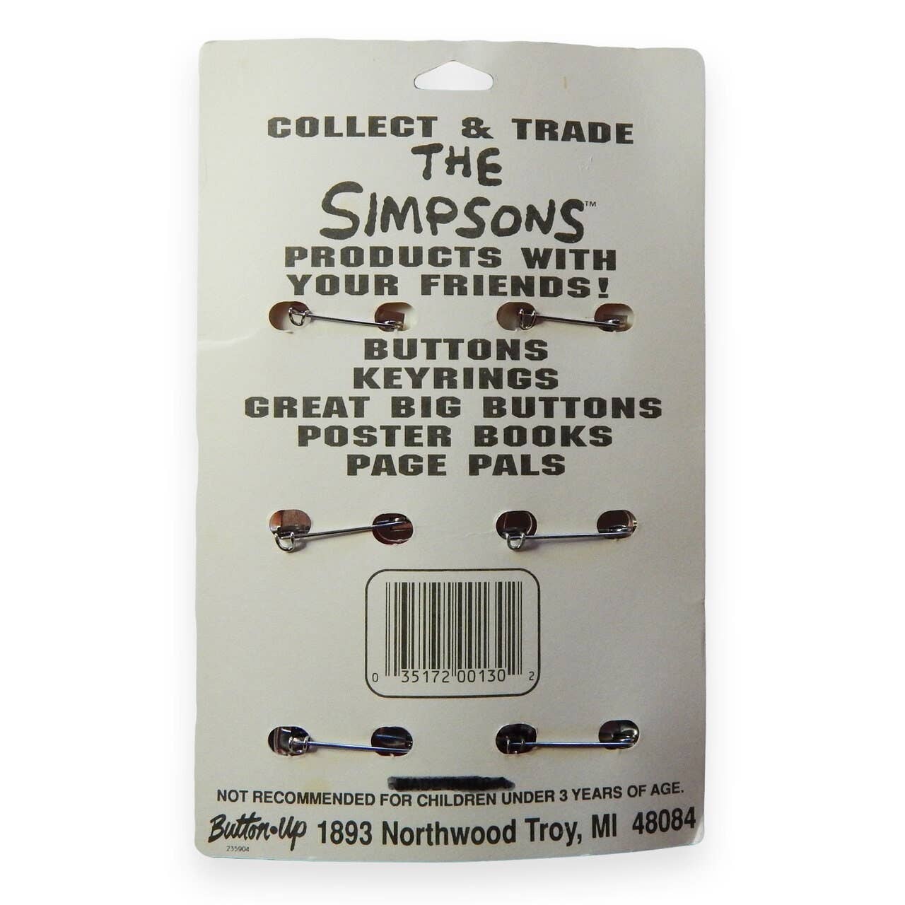 Hungry Ghost Press – wholesale Lapel pin/button – The Simpsons Vintage Deadstock Buttons5