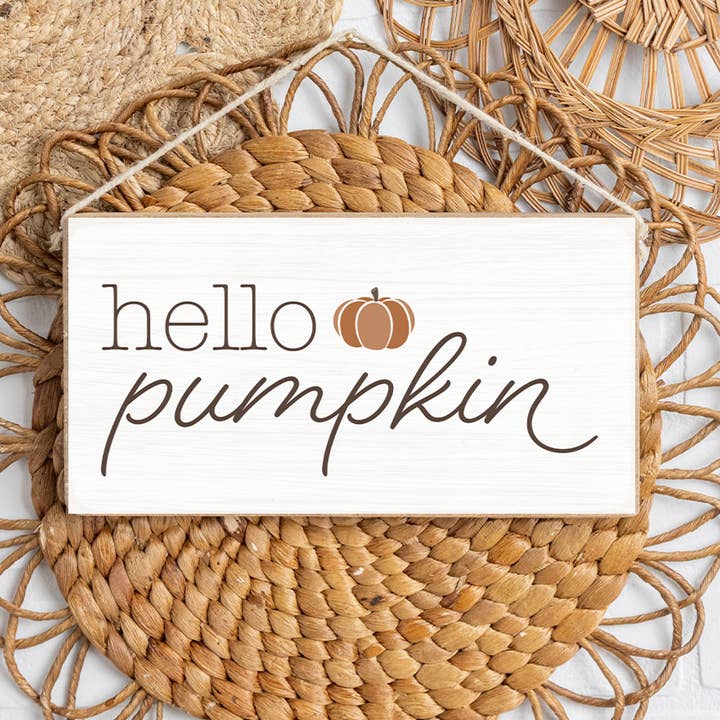 Hej Pumpkin Twine Hängande skylt för wholesale av Rustic Marlin