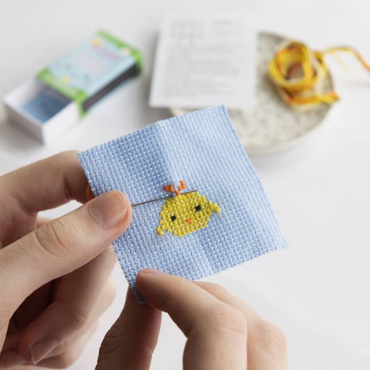 Kawaii Chick Mini Cross Stitch Kit In A Matchbox for wholesale by Marvling Bros Ltd