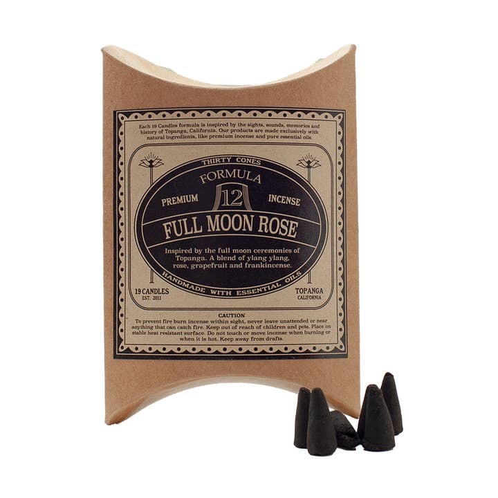 Full Moon Rose wierook kegels voor wholesale door 19 Candles