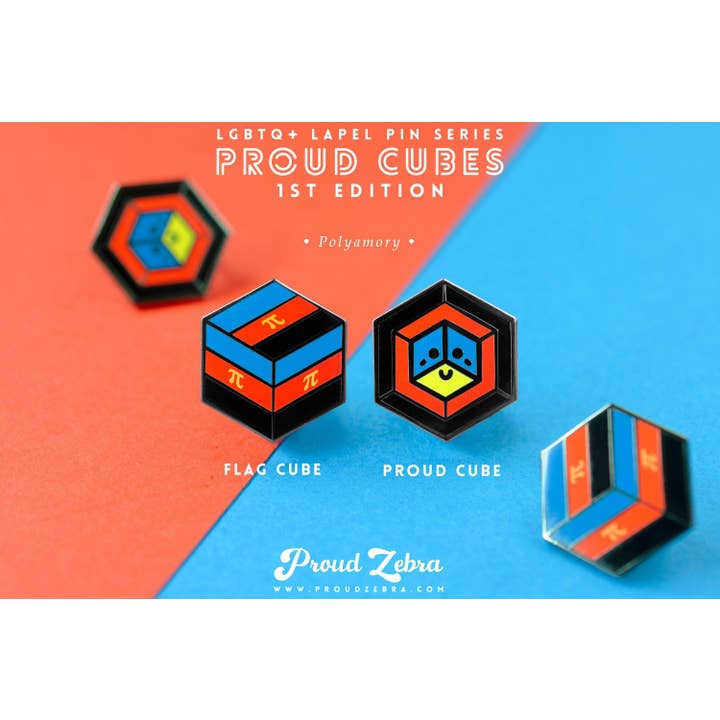 Proud Zebra - Wholesale Lapel Pin/Button - Polyamory Flag - Flag Cube Pin1