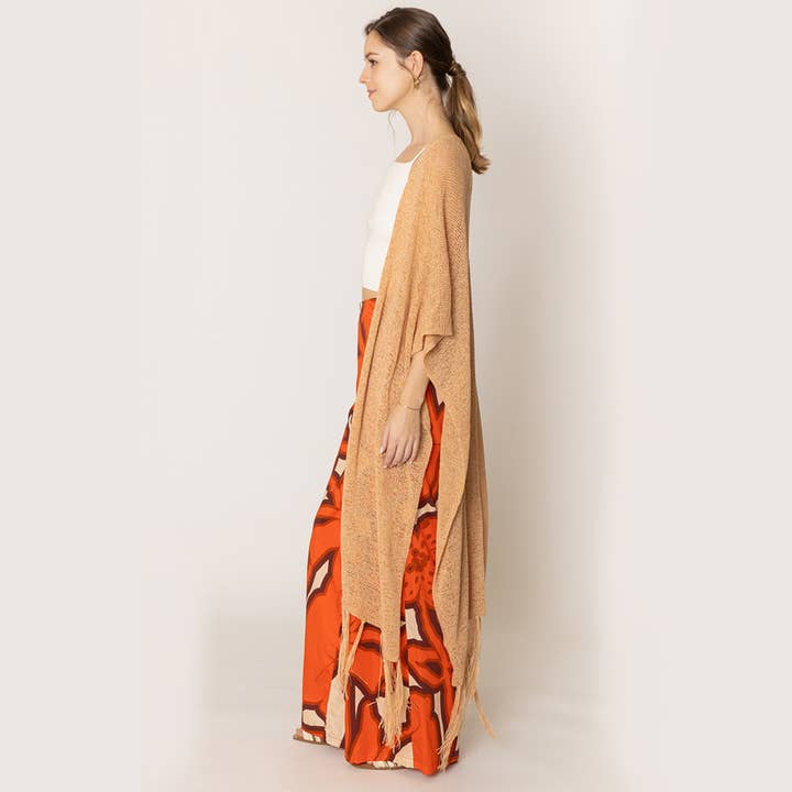 Fashion City - Venta al por mayor Kimono - Mujer - Cárdigan largo de punto con flecos y forro tipo kimono36