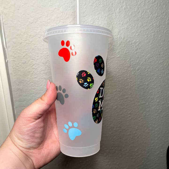 Cre8tionsByCaitlynn – wholesale Insulated mug/tumbler – Dog Mom Venti Starbucks Cold Cup, Dog Mom Paw Print Starbucks Cup, Mothers Day Cup, Dog Mom Tumbler1