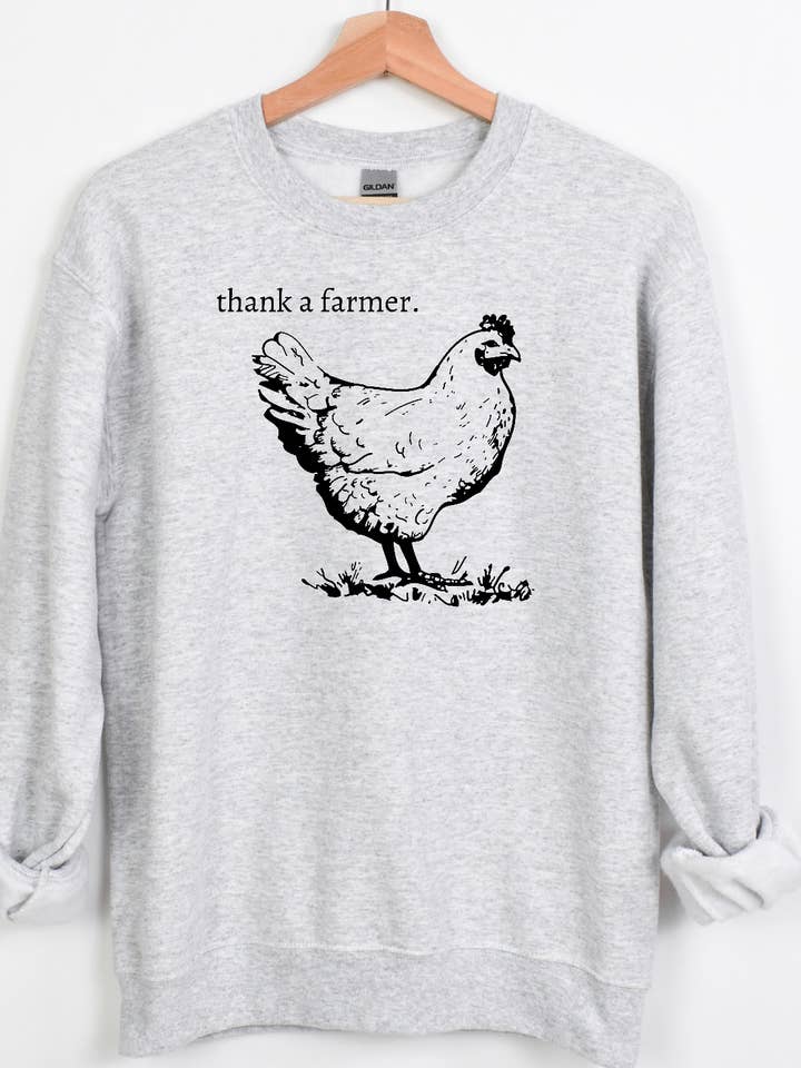 Felpa girocollo Thank a Farmer-Chicken Western per la vendita all'ingrosso da parte di Jolene's Boutique