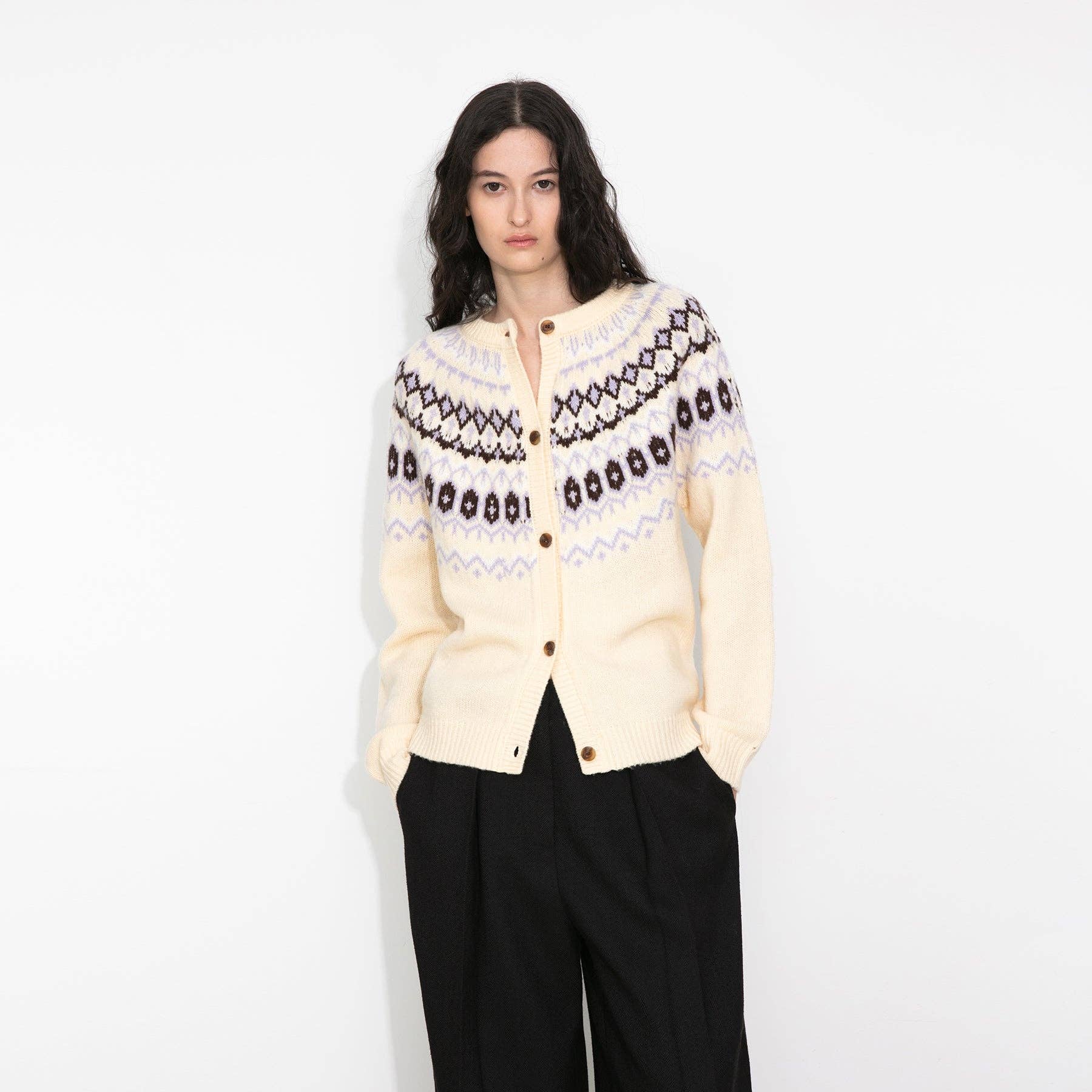 CUBIC - Wholesale Cardigan - Women's - 100% Wool Fair Isle Wool Knit Cardigan6