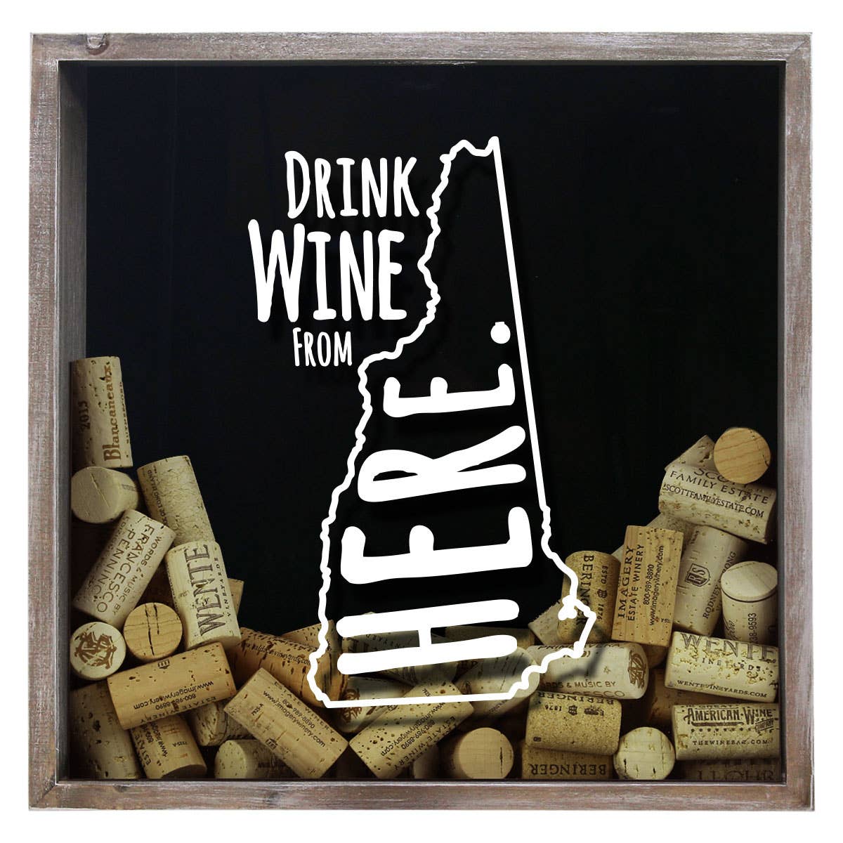 Torched Products - Wholesale Sign - Drink Wine From Here Beer Cap Shadow Box - Farmhouse Antique27