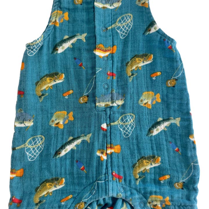 SIIX Collection - Wholesale Bodysuit (Non-Footed) - Baby - Gone Fishing / Muslin Shortie Romper0