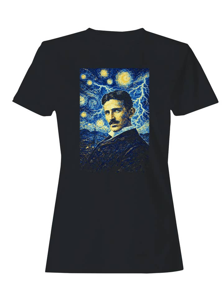 Damen-T-Shirt „Elektrische Nacht mit visionärem Genie“ für den Großhandel von TShirtGuys.com