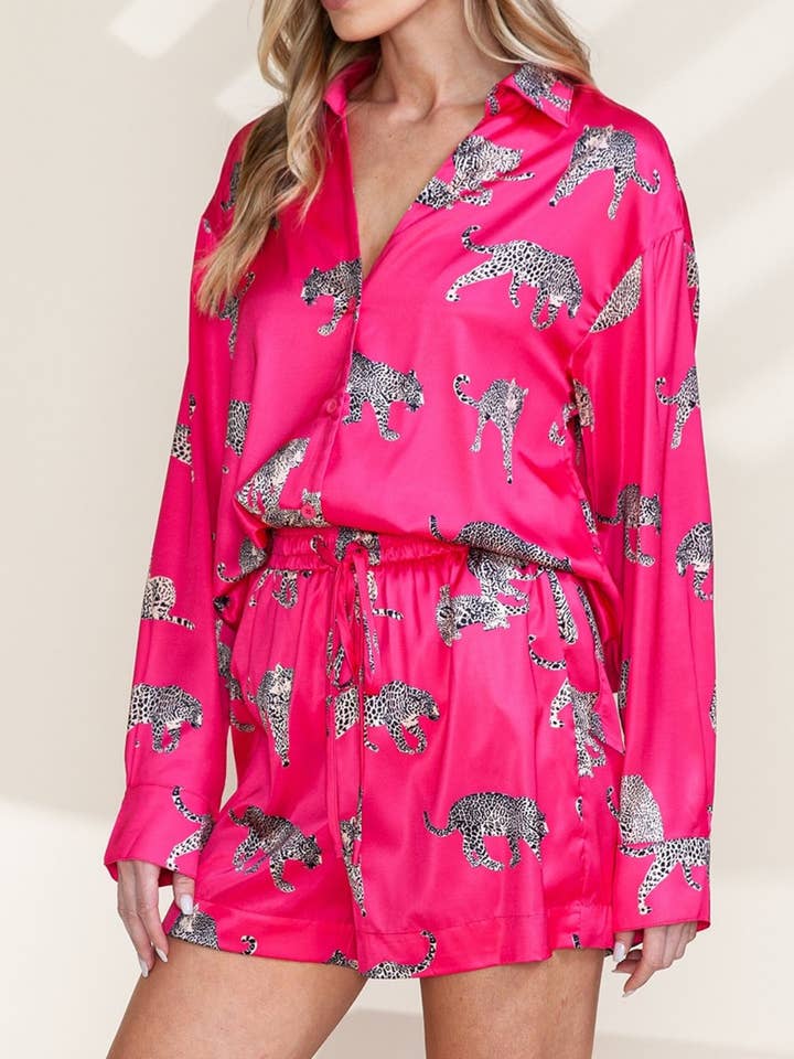 Animal Button Up Shirt and Shorts Set for wholesale by Beyond Apparel