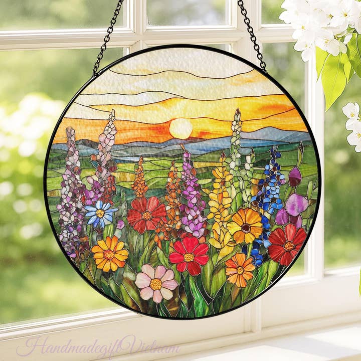 Sunrise Wildflower Suncatcher, Wildflower Window Hangings for wholesale by NVC Ecommerce LLC