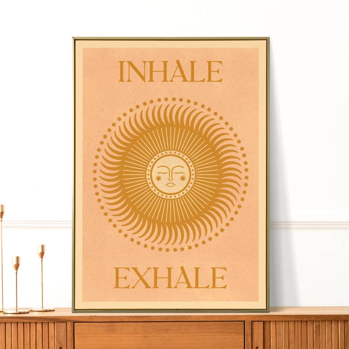 ‘Inhale Exhale’, Meditation Quote Art Print for wholesale by Nïma Nïma Studio