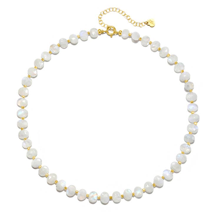 Collier Étincelant en Pierre de Lune Arc-en-Ciel Ovale pour la vente par Amelia Rose Jewelry