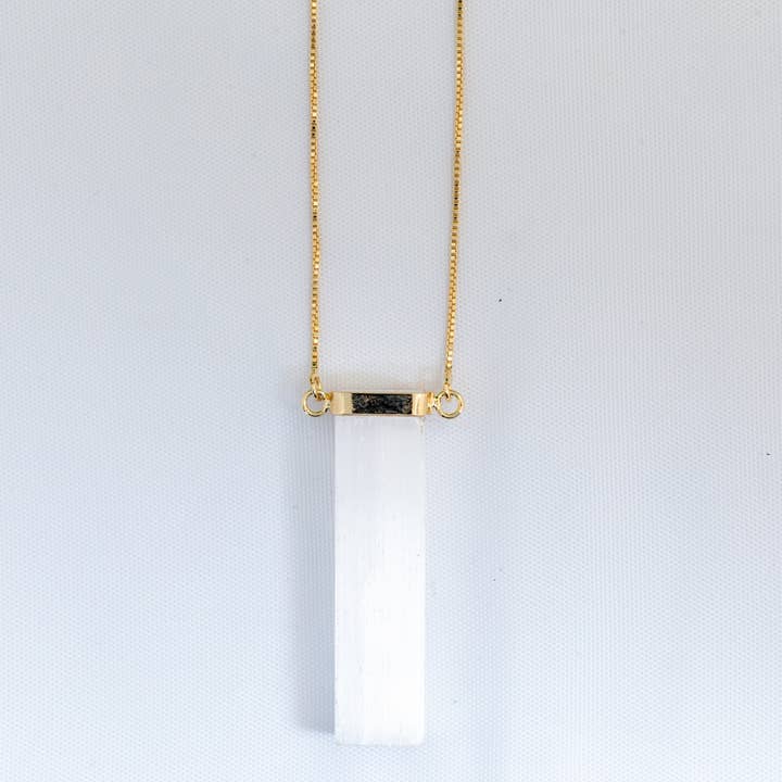 Selenite - Collana avvolta grezza - Placcata in oro per la vendita all'ingrosso da parte di Byart