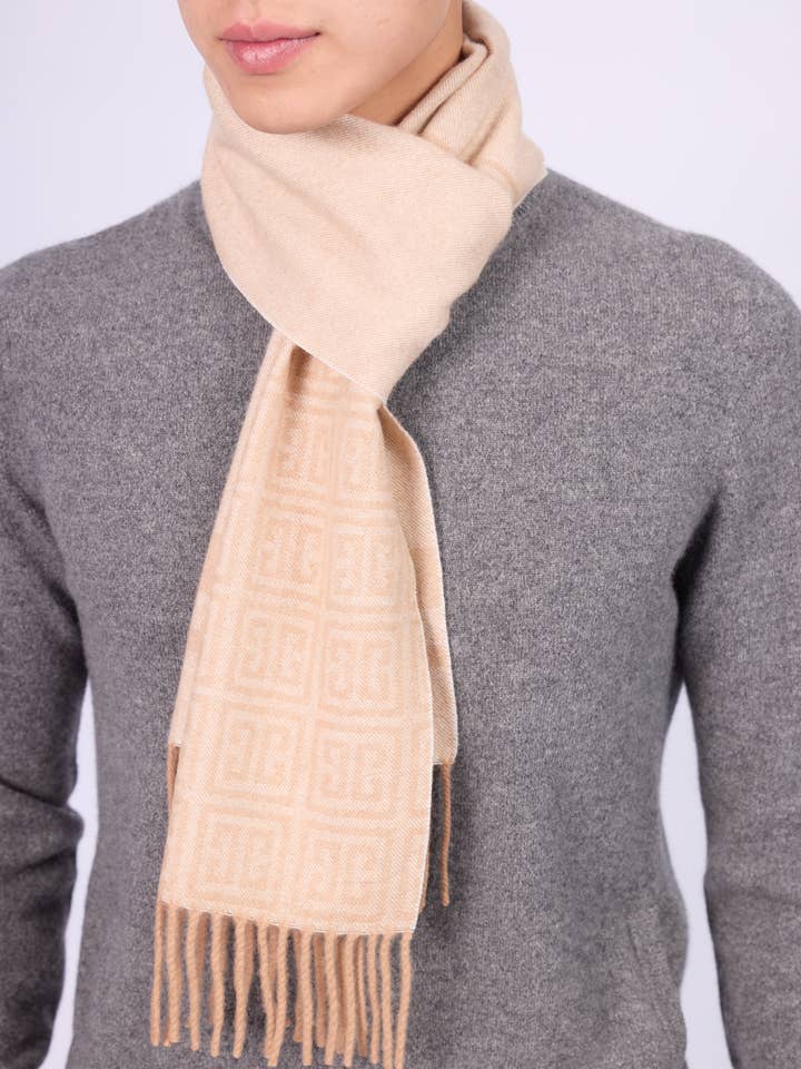 Cashmere Woven Scarf With Pattern for wholesale by Khishi Cashmere