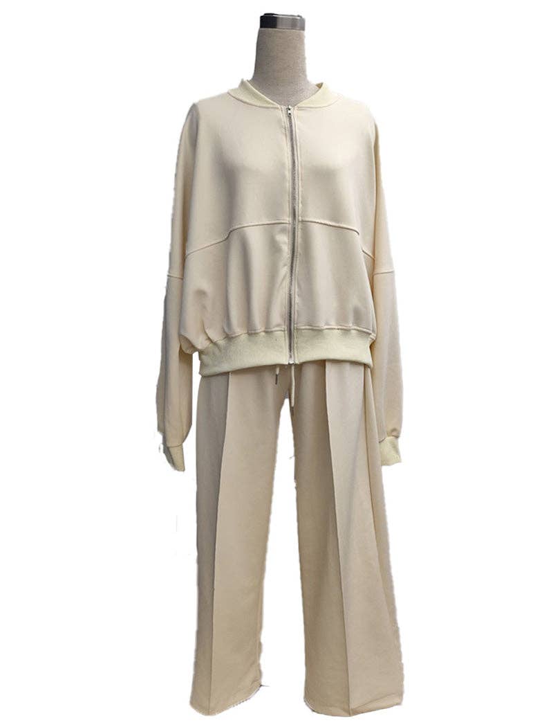 safistyle - Wholesale Top & Pant Set (NOT Loungewear) - Women's - Zip-Up Jacket and Drawstring Wide-Leg Pants Set9