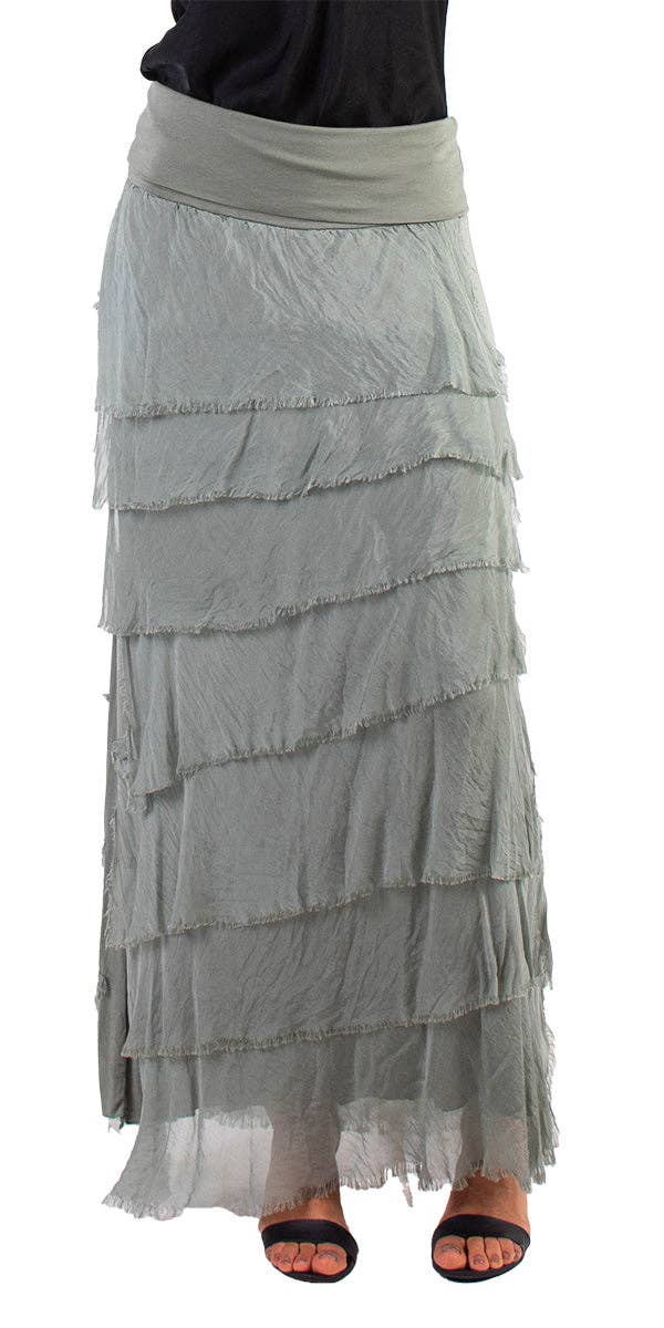 Gigi Moda - Vente Jupe – femme - Jupe volantée longue en soie38