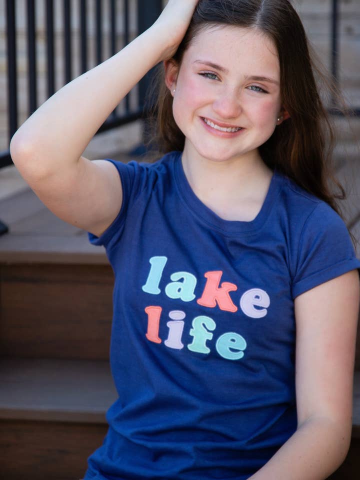 Lake Life Appliqu Patch Tee - TWEEN GIRLS for wholesale by Sweet Soul