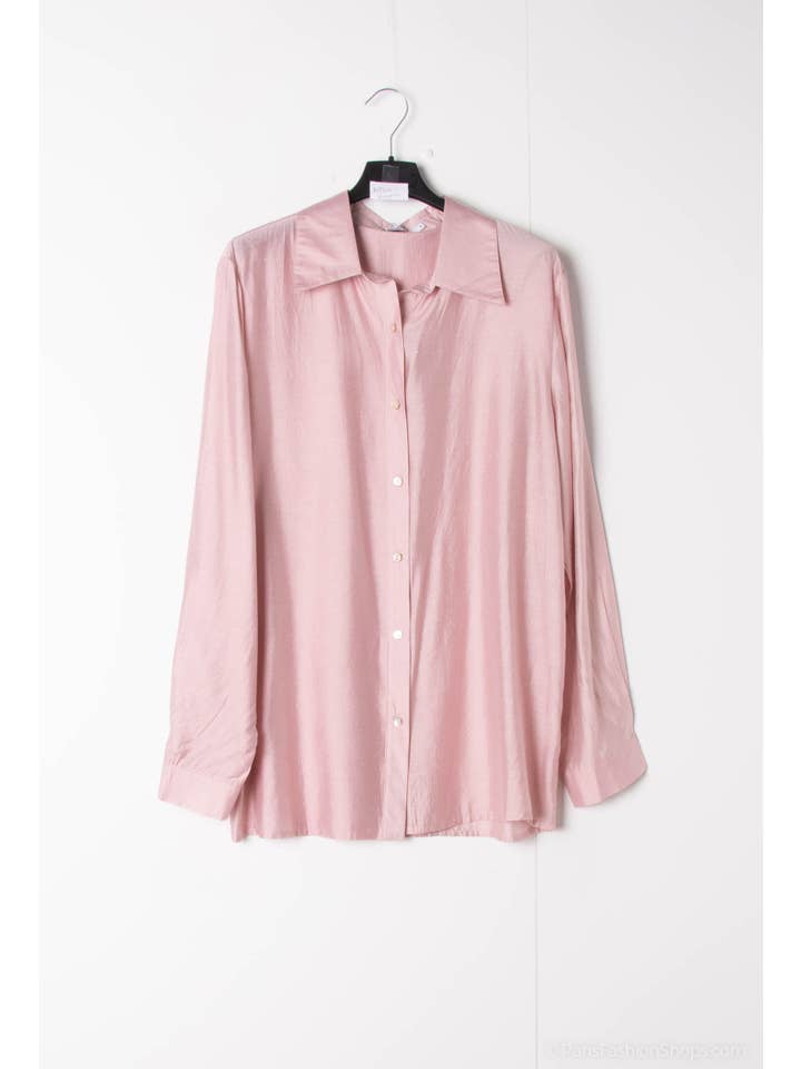 Afinity - Wholesale Button Down Shirt - Women's - Long plain silk-effect shirt – Ref. A9205