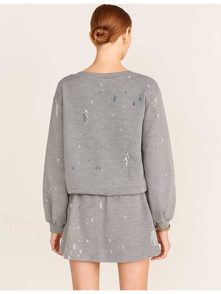 Grey Ladies Lace Details Pullover Sweatshirt Skirt 2PCS Set for wholesale on Faire7