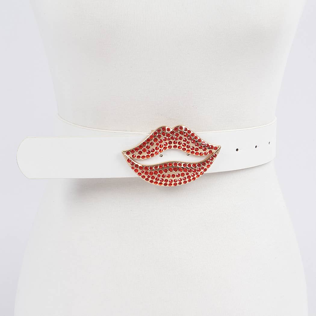 Wholesale Rhinestone Lip Buckle Belt for your store - Faire