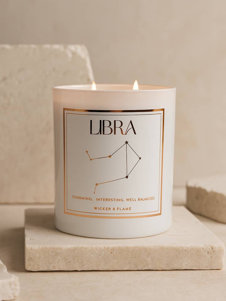 ♎ Libra Zodiac Candle for wholesale by Wicker and flame