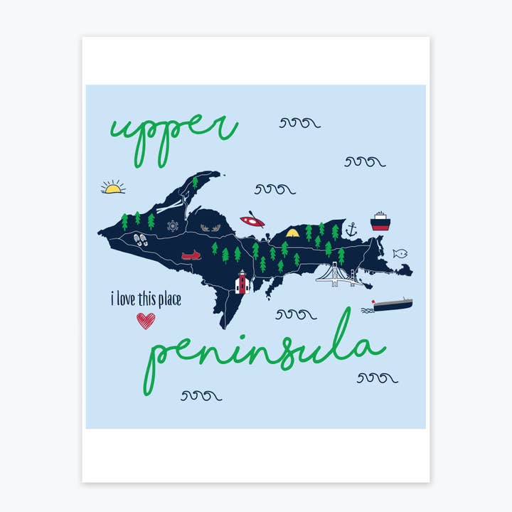 Art Print - Michigan Upper Peninsula Icon for wholesale by Tandem For Two