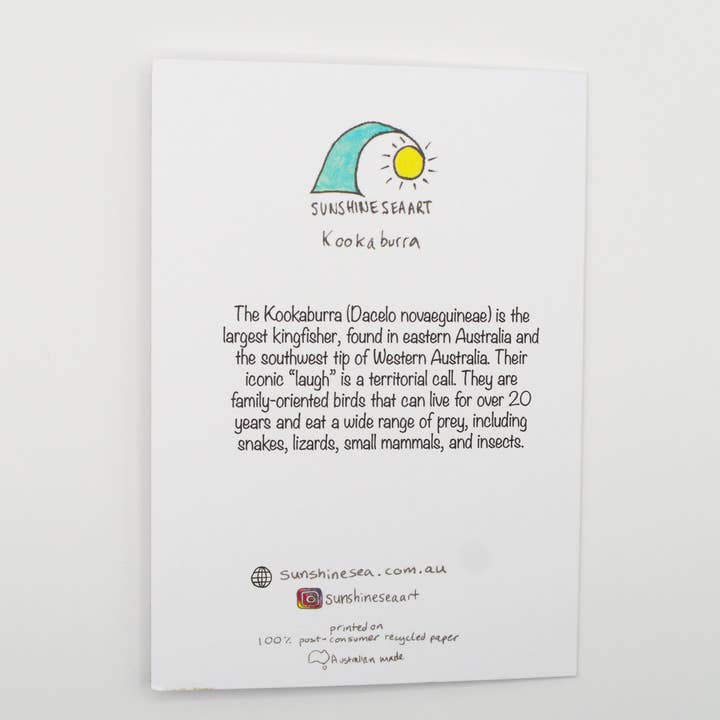 Sunshine Sea Art - Wholesale Birthday Card - Kookaburra Greeting Card Australian Bird Birthday Eco Card1