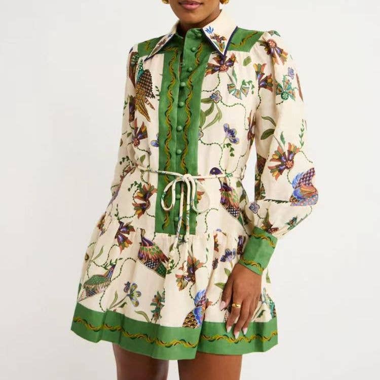 Vert Robe à manches lanternes artistique 2025 style indépendant en vente sur Faire5