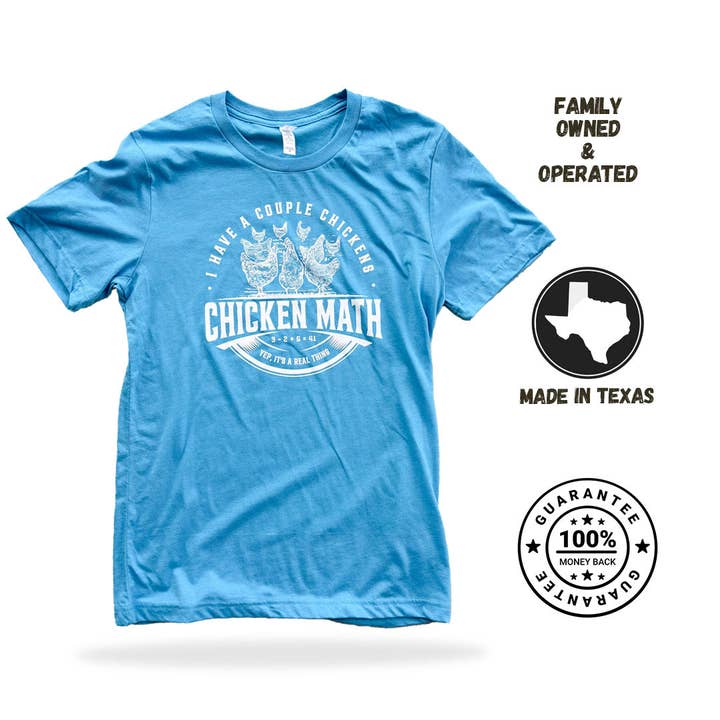 The Chicken Bawks - Wholesale Screen Printed T-Shirt - Unisex - Chicken Math - Aqua3