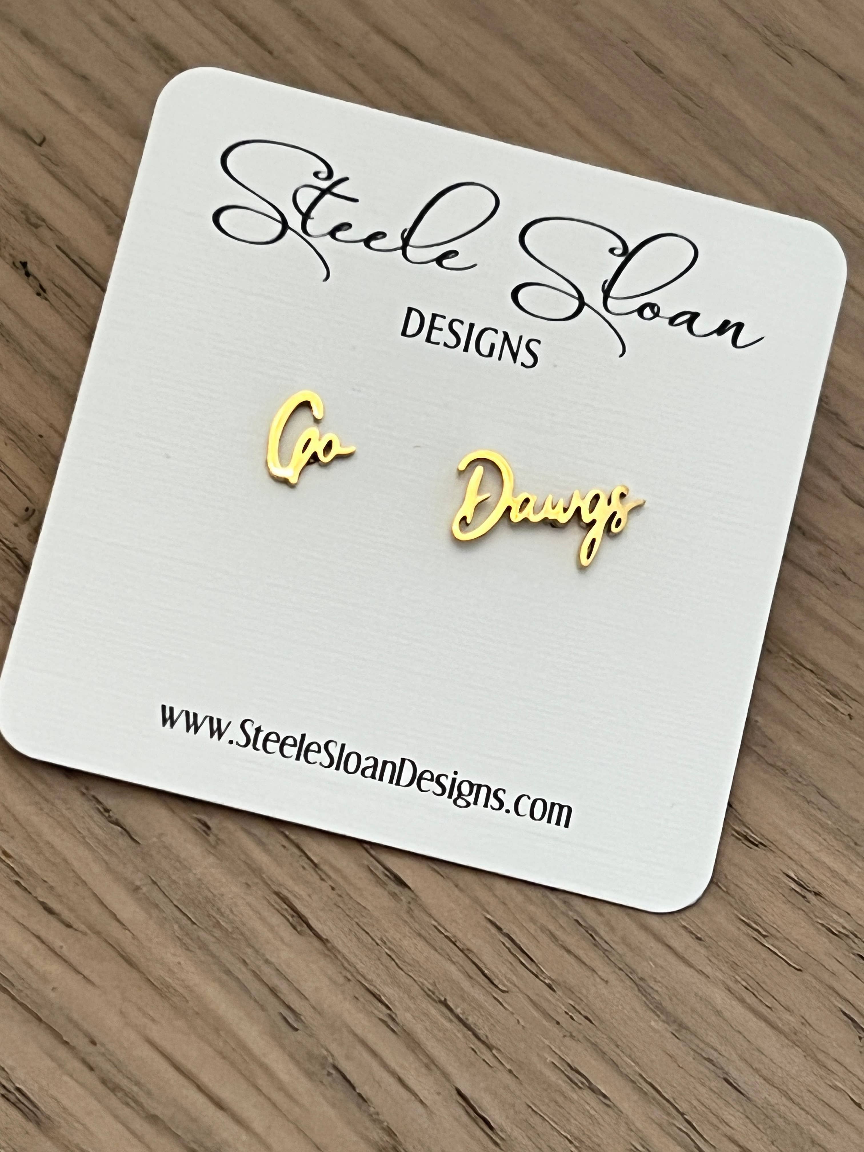 Steele Sloan Designs - Wholesale Stud/Post Earrings - Go Dawgs Cute Game Day Gold Stud Earrings Dawgs Fans1