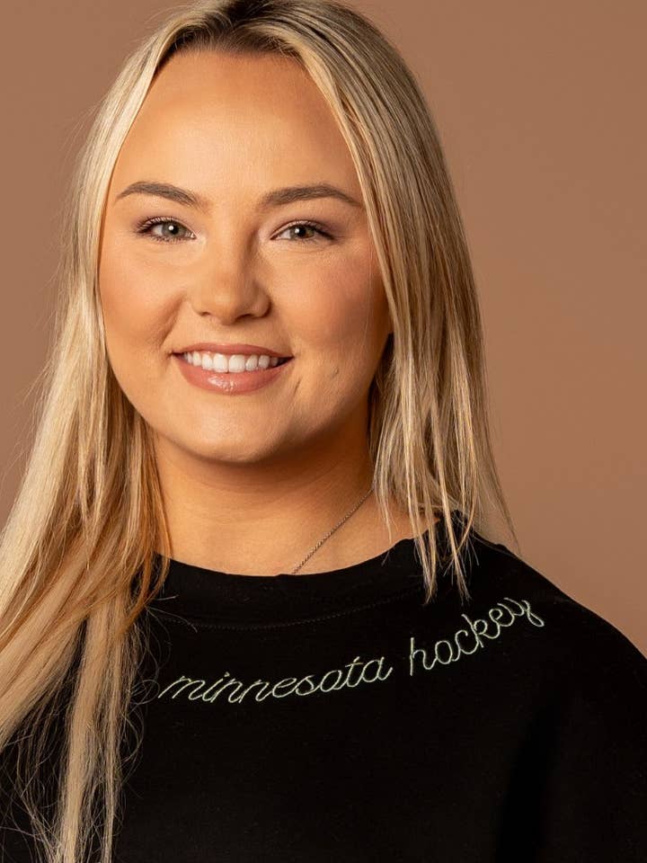 MN Hockey Embroidered Crew for wholesale by Fan Girl Clothing