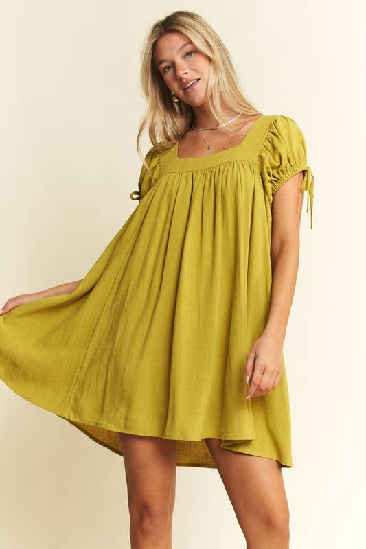 JADE BY JANE – Engroshandel Kjole - Dame – VASKET LÆRREDSKJOLE MED BOBLEÆRMER2