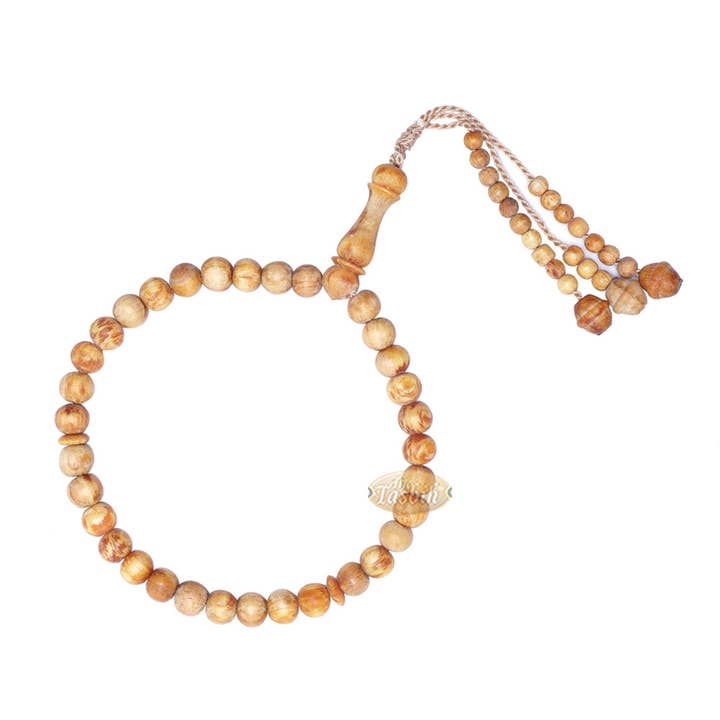 Cuentas de oración musulmanas de 33 cuentas de madera de pino perfumadas, rosario de madera de 8 mm, misbaha para venta al por mayor de IndoMode