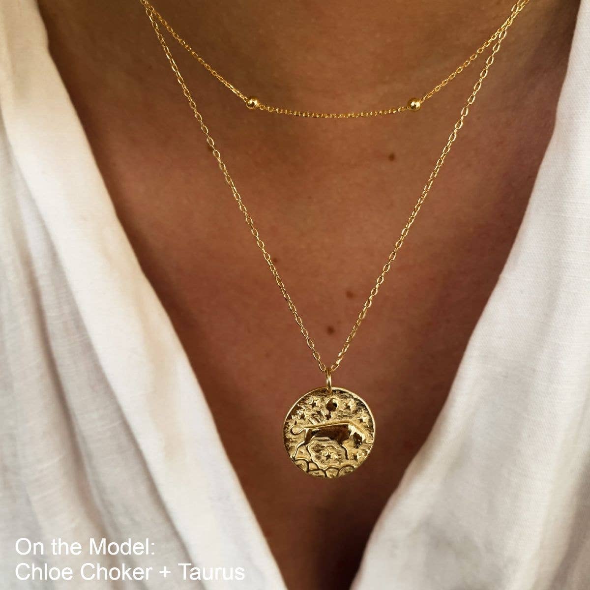 Love Local Jewelry - Venta al por mayor Collares con colgantes/abalorios - Collar ajustable de cable 18K Oro y Plata 925 con colgante redondo Tauro7