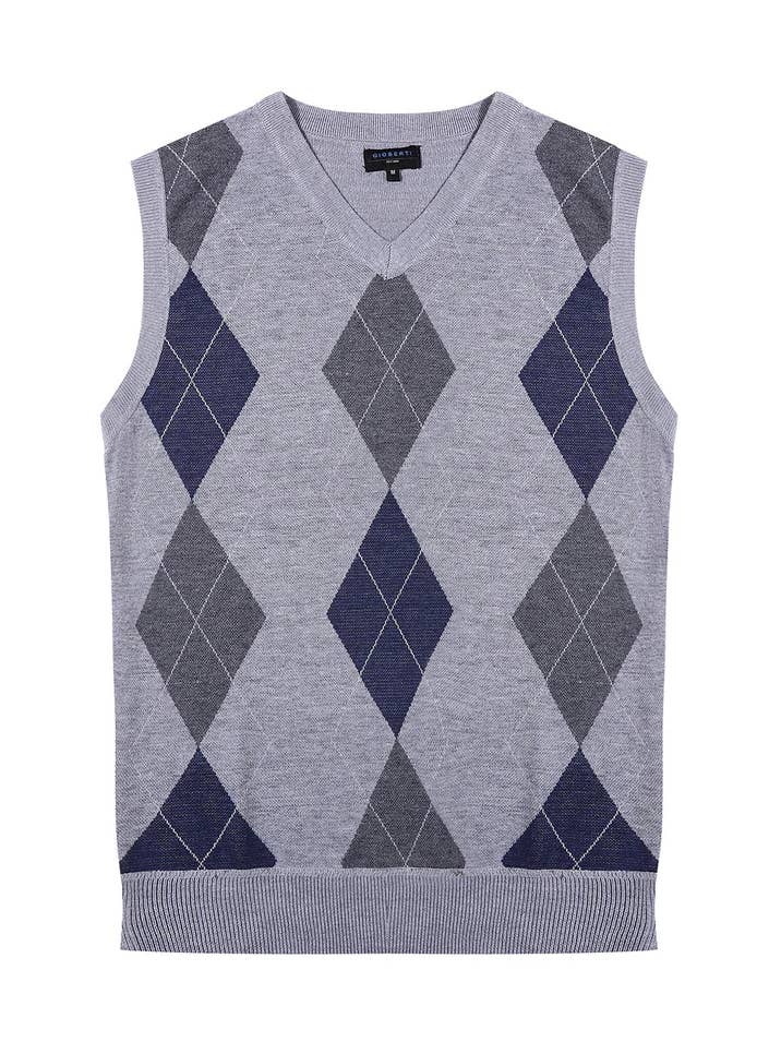 Men's V Neck Diamond Print V Neckline Solid Vest SweaterKnit for wholesale by Setco.26
