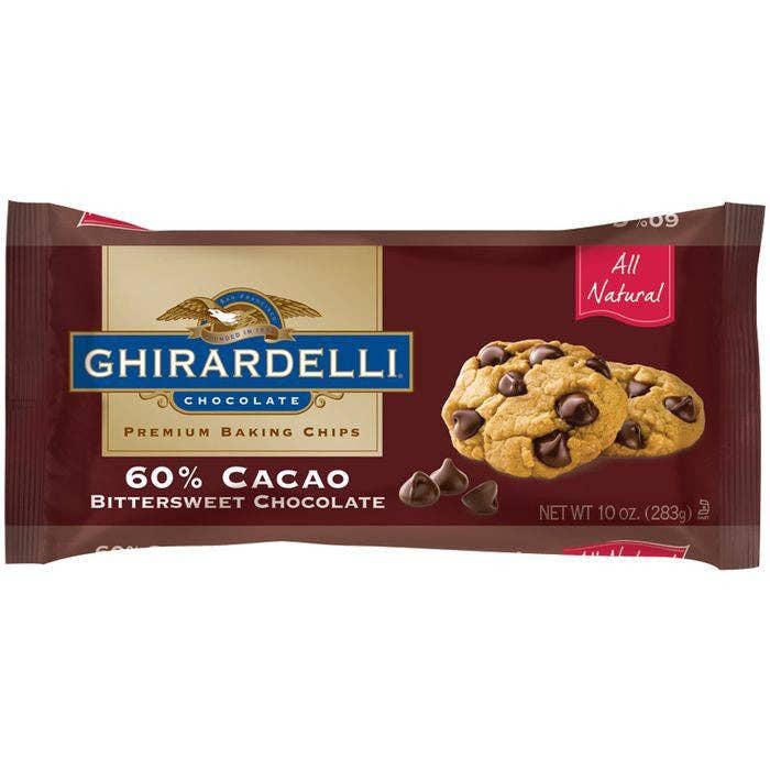 KeHE Distributors, LLC - Wholesale Chocolate Covered Sweets - GHIRARDELLI CHOCOLATE 60% Cacoa Bittersweet Chocolate BAKING CHIPS 10 OZ BAG (Pack of 12)0