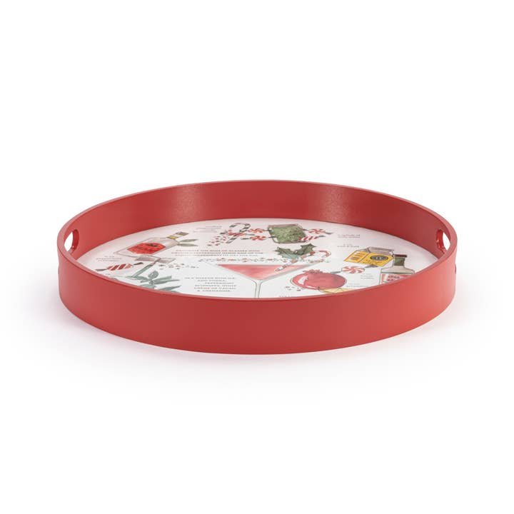 DEMDACO - Wholesale Serving Tray - Candy Cane Cocktail Round Serve Tray
