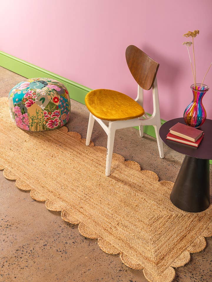 Jute Natuurlijke Loper Tapijt met Geschulpte Rand voor wholesale door Ian Snow Ltd