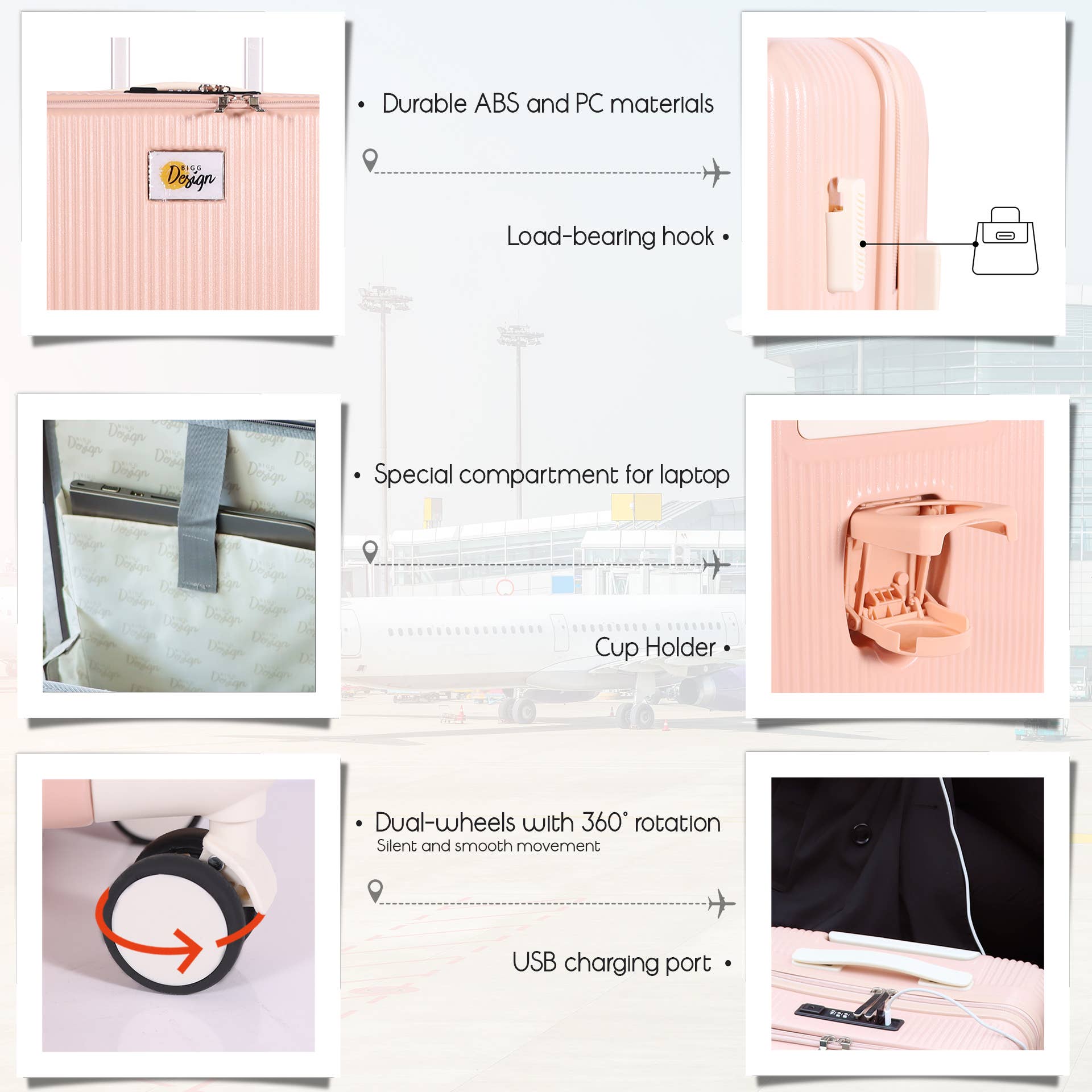 Biggbrands - Wholesale Luggage - Biggdesign Moods Up Luggage With Cup Holder And USB Port3