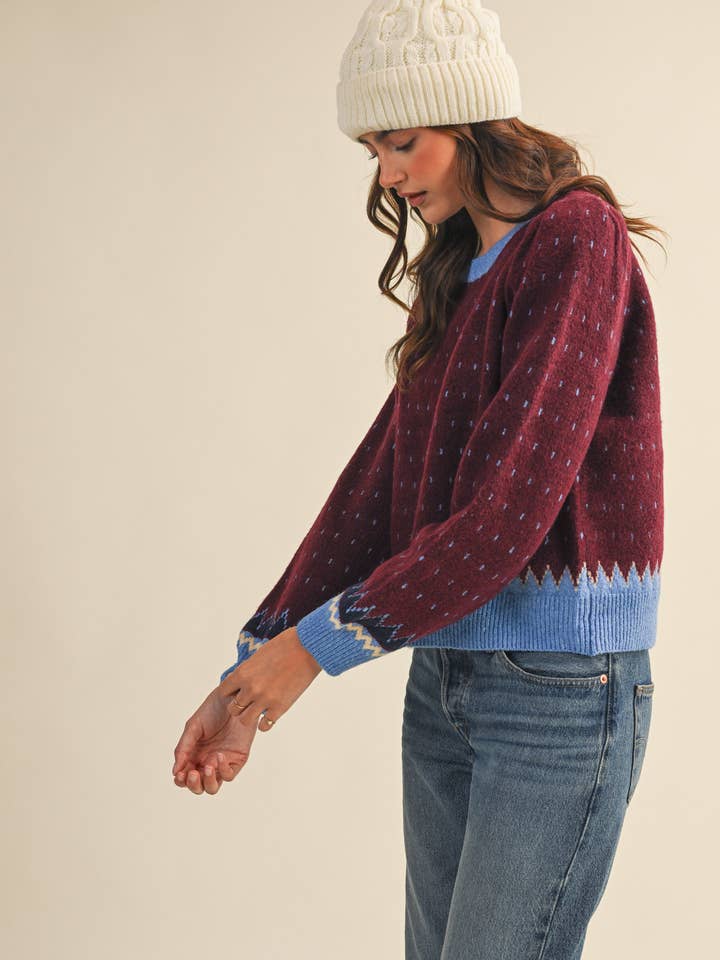 &MERCI - Wholesale Knit Sweater - Women's - GEOMETRIC KNIT SWEATER MSW1111813