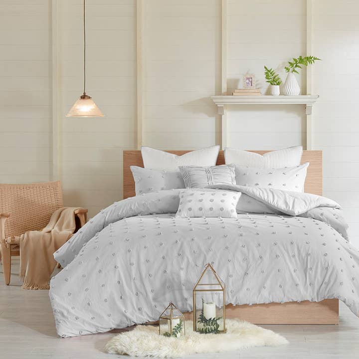 Olliix - Wholesale Bedding Set - Pom-Pom 7-Piece Comforter or Duvet Cover Set, Light Grey