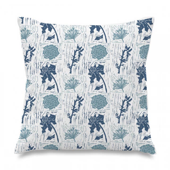 Scilly Floral Lino Print Cushion for wholesale by Holly Woodman Textiles