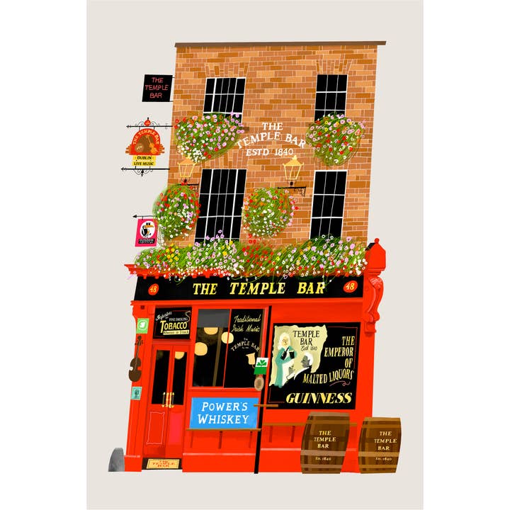 The Temple Bar, Dublin, Ireland, Art Print for wholesale by Conor Langton Art