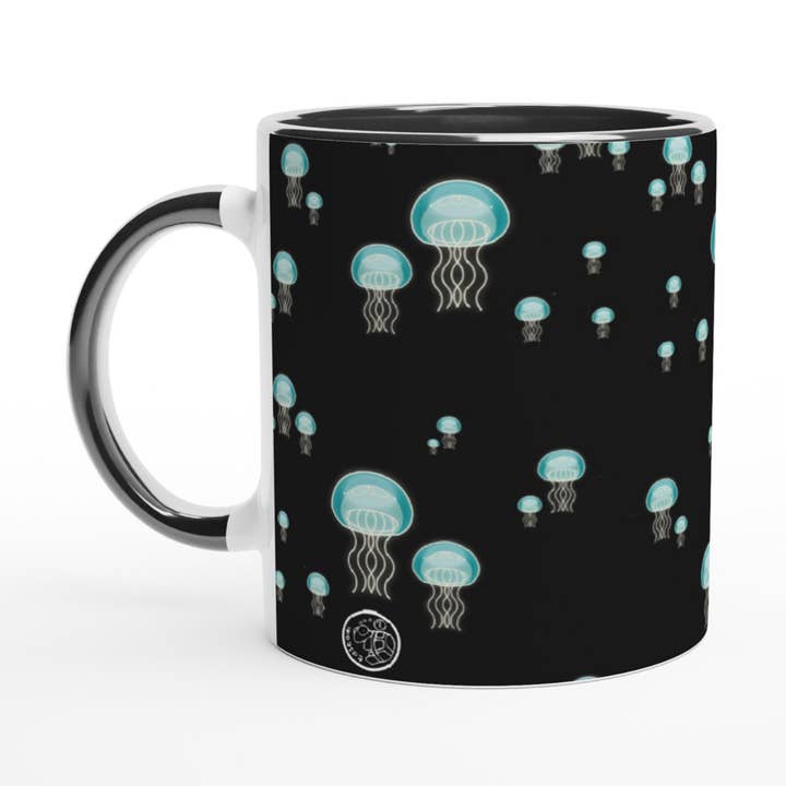 Tasse en céramique Méduse Lune 11Oz avec anse noire pour la vente par Tostoini