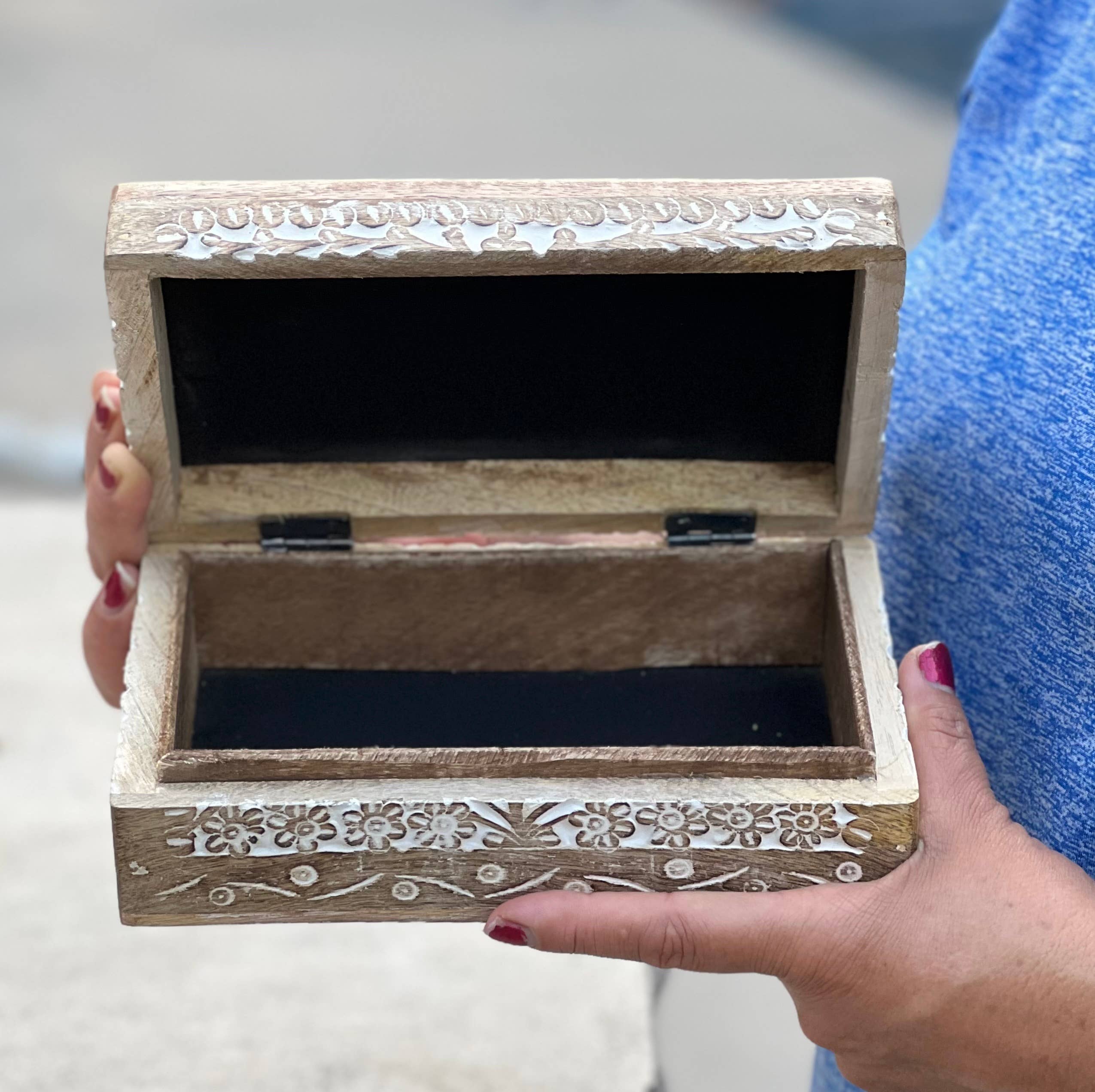 Lungta Imports - Wholesale Jewelry Box/Organizer - Hand Carved Lotus Wooden Box Keepsake Jewelry Watch Storage14