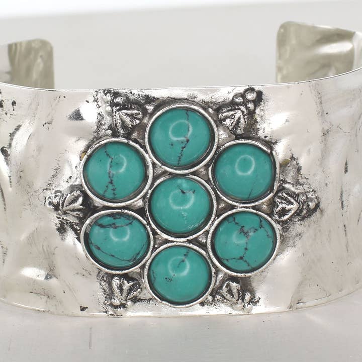 2" Silver and Turquoise Cuff, each for wholesale by HHH Designs