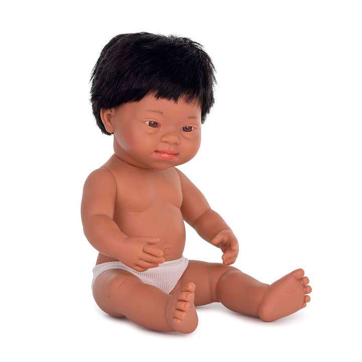 Baby Doll Hispanic Boy with Down Syndrome 15" inch (polybag) for wholesale by Miniland Educational