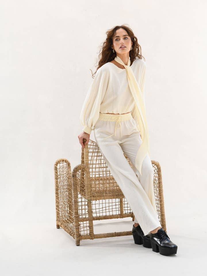 Ryan Top & Pant : Cream Burlap for wholesale by JULIE HARRAH